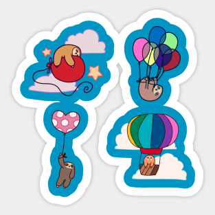 Four Balloon Sloths Sticker
